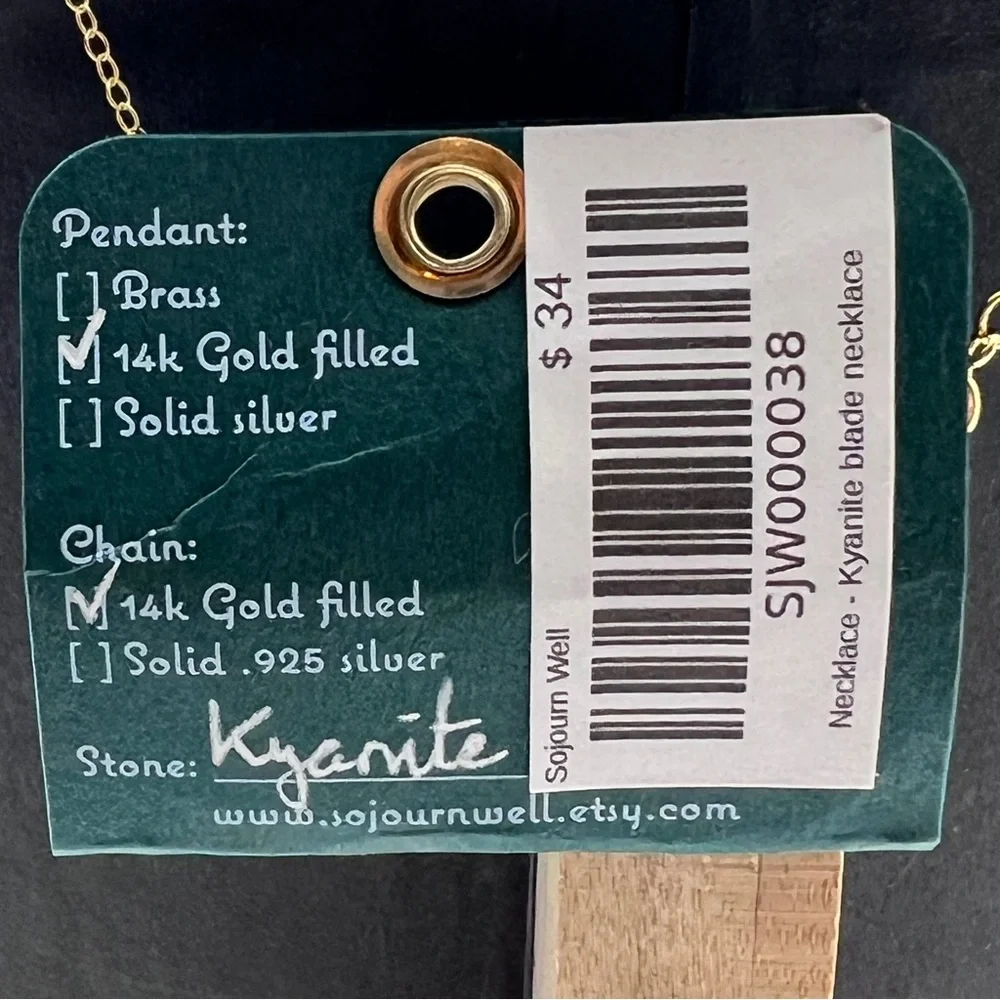 Kyanite Stone Pendant 16” Gold Necklace - Picture 5 of 7